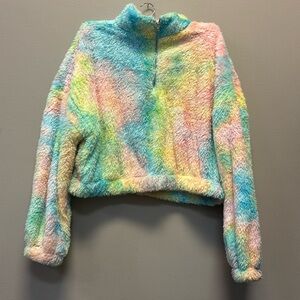 Teen girls half zip, tie dye soft pullover jacket. Size L.